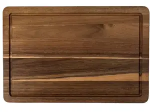Thyme and Table Large 12x18 Inch Acacia Wood Cutting Board with Triangle Shaped Anti Slip Grips Built In Juice Well Hand Wash Only