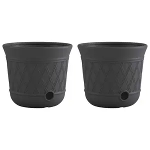 Suncast 14 x 12 Inch Decorative Hideaway Garden Hose Storage Pot, Gray (2 Pack)