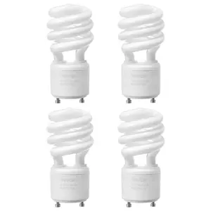 VEVOR 4 - Pack CFL Light Bulbs, 13W Compact Fluorescent Spiral Bulbs with 2700K Warm Light, 900lm Luminous Flux, Twist and Lock GU24 Base, Ideal for Bedrooms, Study Rooms, Living Rooms, Commercial UseVEVOR Super Brand Day