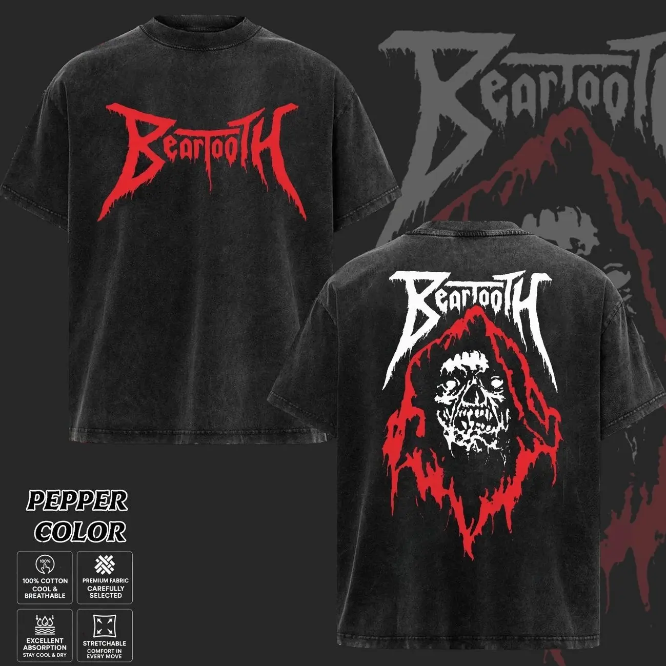 Beartooth Band T-Shirt , The Band Beartooth Graphic Tee, Vintage Hardcore Metal Shirt, Dark Skull Artwork Shirts, Heavy Rock Band Merch, Gift for Metal Music Lovers, Merch for Men & Women B73