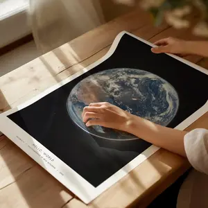 Hello World NASA Poster, Artemis II Earth Photo: Blue Marble Print, Reid Wiseman Space Art, NASA Gift, Planet Earth Poster
