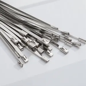High-Strength Durable 304 Stainless Steel Tie Wraps, Industrial Rust-Resistant Metal Binding Set, Heavy-Duty Outdoor Cable Locks, 50 Pieces