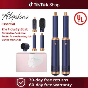 ATOPSKINS 5 in 1 Detachable Blow Dryer  The Industry Basic  Hair Styling Tool Round Hot  Volumizer Air Curler Wand for Women Salon Home Whi