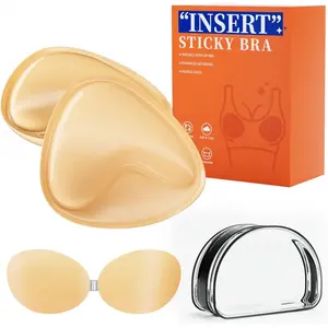 Double Sided Adhesive Bra Inserts - Breathable Push Up Pads for Sports Bra & Swimsuit + Reusable Silicone Sticky Bra