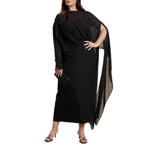 ELOQUII Women's Plus Size Flowy Sheer Cape Dress