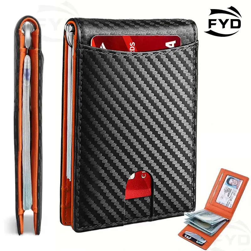 Slim Wallets for Men - Leather Money Clip Mens Wallet - RFID Blocking Front Pocket Bifold Wallet - Thin Credit Card Holder with Gift Box