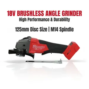 Milwaukee 18V  125mm Angle Grinder 8500 rpm, M14 for Cutting Metal & Masonry brushless  professional construction cut machine ideal tool