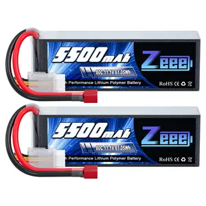 Zeee 3S Lipo Battery 5500mAh 11.1V 80C with Deans T Connector Soft Pack Battery for Airplane Helicopter F450 Quadcopter Car Truck Boat RC Hobby (2 Pack)