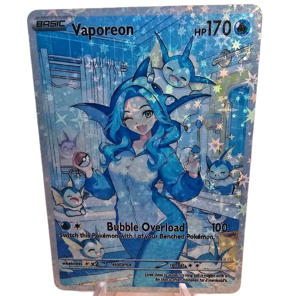 Vaporeon Cozy Slumber Series Custom Card - NEW TEXTURED OPTIONS- Rainbow OR  Rainbow Glass Holo - TikTok Shop