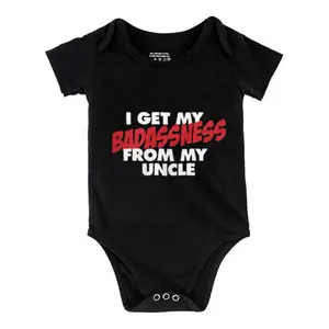 Funny Baby Babysuit I Get My Badassness From My Uncle Letter Print Baby Short Sleeve Onesies Romper For Infant, Newborn Boys Girls Soft Casual Outfit ，Outdoor Baby Bodysuits