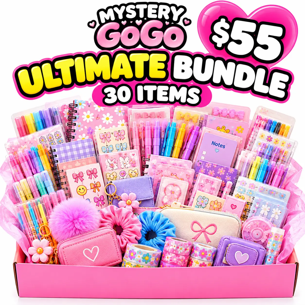 30 ITEMS- ULTIMATE Color Stationery and Accessories Bundle – 30 Items