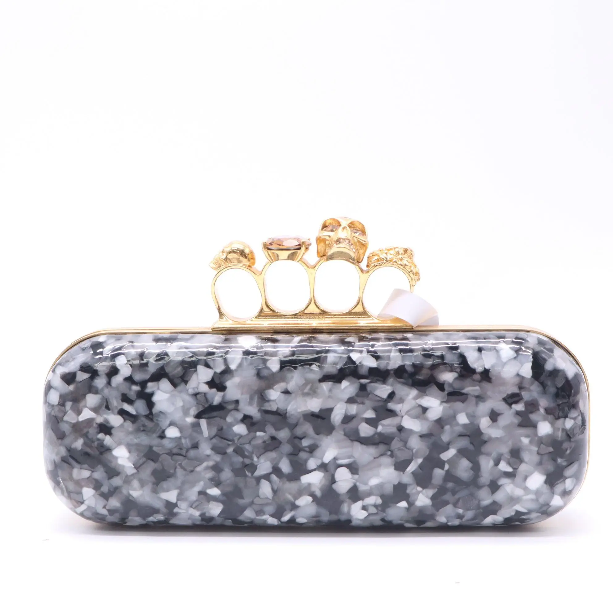 Pre-owned Alexander McQueen crystal acrylic Small Leather Goods Acrylic Brass Knuckle Clutch Twins W22706