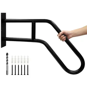 Outdoor Handrail in Matte Black Bathroom Handrail Installation Suitable for Staircase Corners Entrance Step Installation Log Cabin Staircase