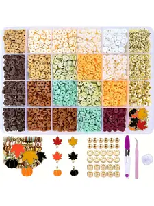 Multicolor Polymer Clay Bead Kit DIY Bracelet Necklace Making, Artisan Jewelry Craft Supplies, Keychain Charms, Fashion Gift Set