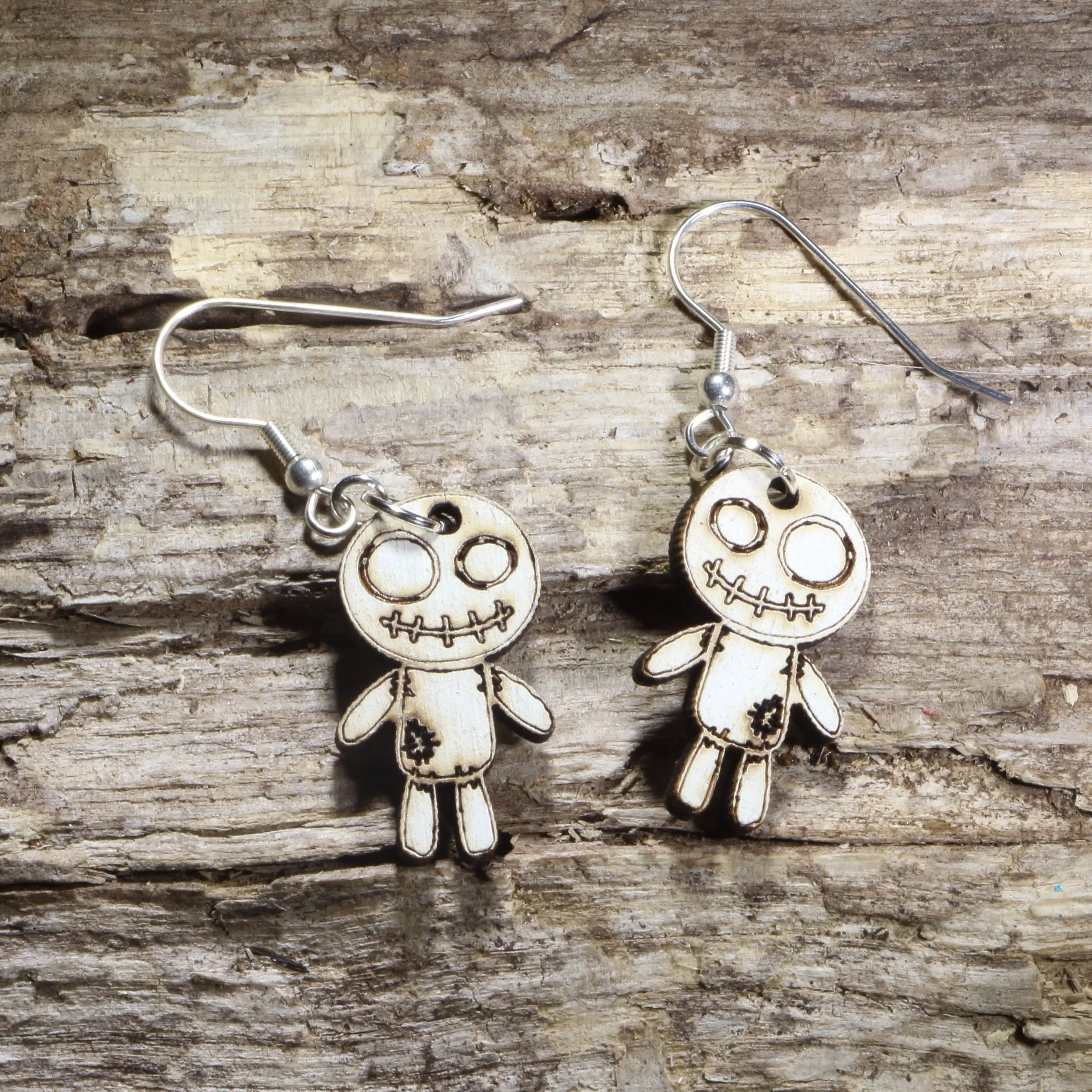 Voodoo Doll Wooden Earrings | Mardi Gras Gothic Jewelry