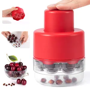7-IN-1 Large Cherry Pitter Tool - Portable Cherry Corer Pitter with Ergonomic Push Design - Easy to Use for Making Cherry Jam - Pit 7 Cherries at Once, Saving Time & Effort