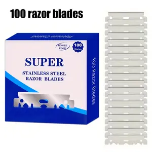 100pcs Stainless Steel Half-Edge Razor Blades for Haircuts - Vintage Manual Shaving Tools, Professional Barber Supplies tiktokshopspringglowup