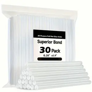 30-Pack Transparent Hot Melt Glue Sticks, High Adhesive Strength, Diameter 7mm, Length 150mm, Ideal for Crafting and DIY Projects