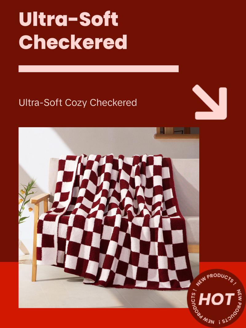 Elegant Comfort Ultra-Soft Checkered Knitted Throw Blanket, 50" x 70" – Lightweight, Breathable, All-Season Feather-Knit Design, Perfect Holiday Gift Elegant Comfort Ultra-Soft Checkered Knitted Throw Blanket, 50" x 70" – Lightweight, Breathable, All-Season Feather-Knit Design, Perfect Holiday Gift
