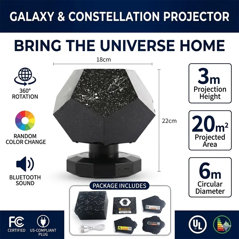 Galaxy Star Projector with 8 Nebula Effects & Rotating Constellation Patterns USB Powered 360° Rotation for Bedroom Ceiling Lighting Remote Control Auto Timer SpaceDecor TikTokMadeMeBuyIt