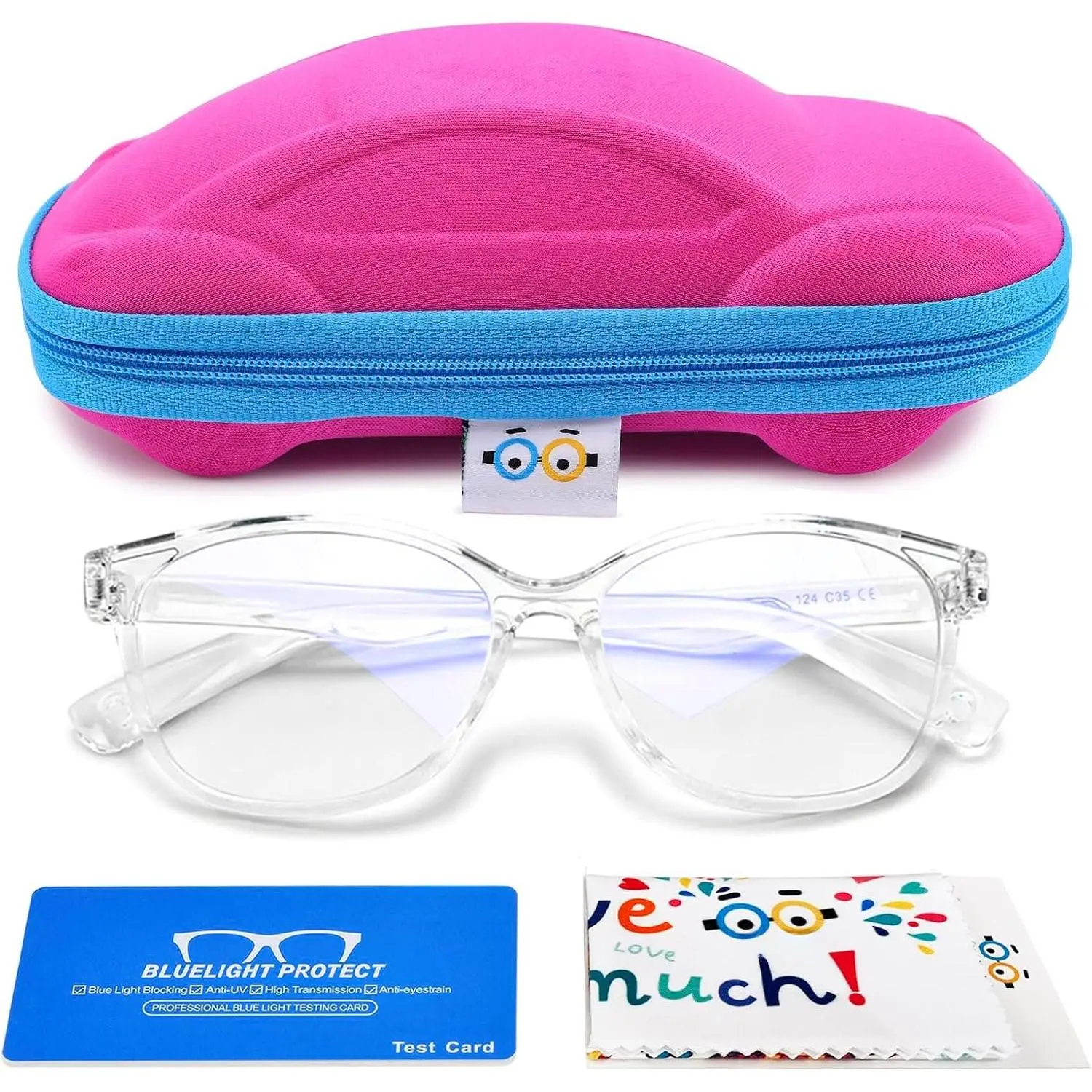 Blue Light Glasses for Girls Boys with Cute Case, UV400 Protection, Anti Blue Ray Age3-12 Blue Light Glasses for Girls Boys with Cute Case, UV400 Protection, Anti Blue Ray Age3-12