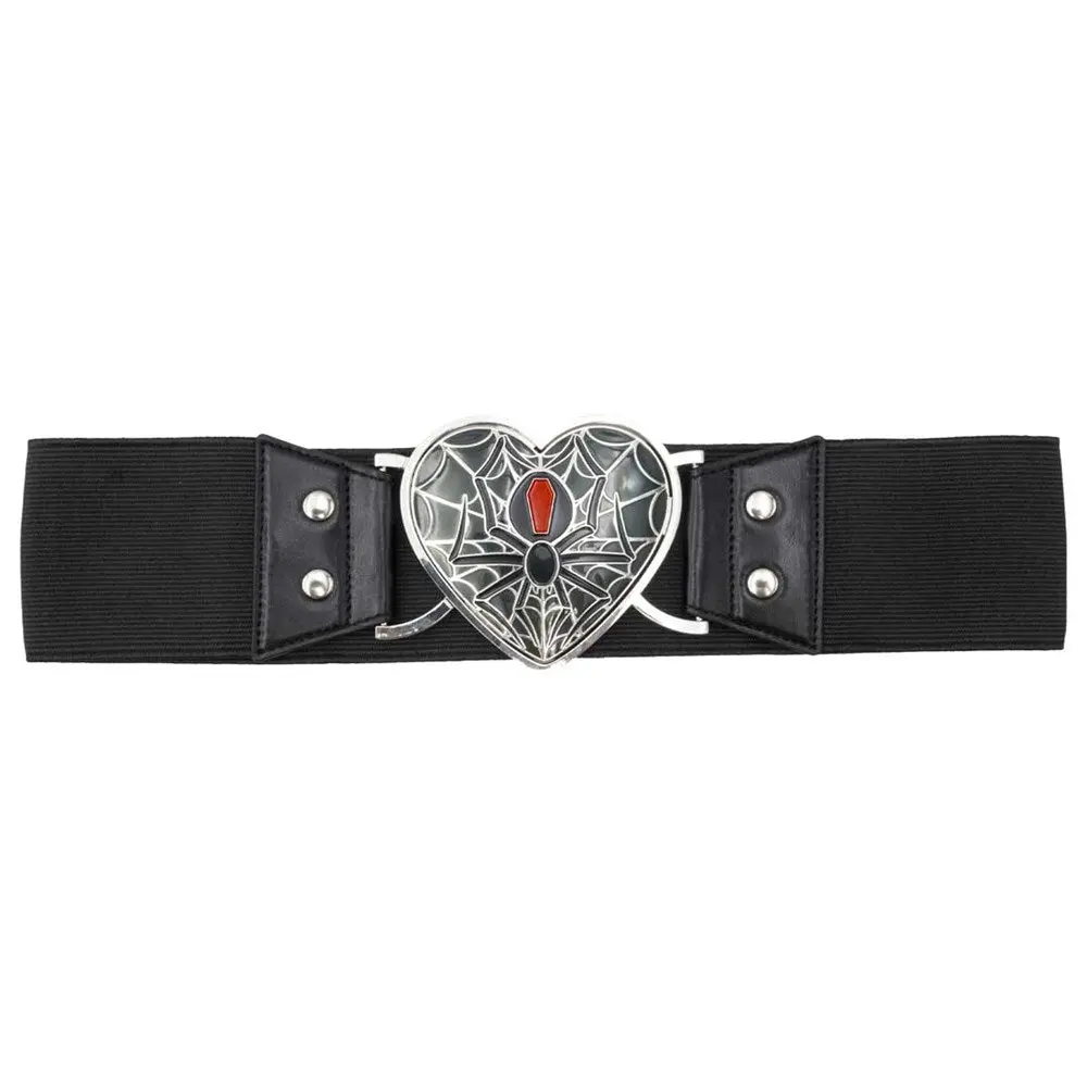 Women's  Elastic Waist Belt Black Widow Heart