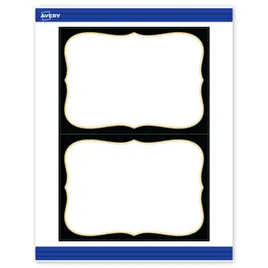 Avery Printable Rectangle Invitation Cards, 5" x 7", Matte White, Pre-printed Black Border/Metallic Gold Flourish Design, Sure Feed Technology, Laser & Inkjet Compatible, 40 Total