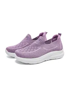 Women's Spring Casual Woven Sneakers, Breathable Sporty Walking Shoes, Comfortable Soft Sole Running Shoes, All-Season Slip-On Shoe