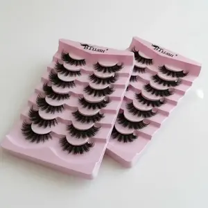 Summer Wispy False Eyelashes Bundle, 14 Pairs Black Polyester Naturally Curly Eyelash Clusters for Eye Makeup Enhancement Volume Lash Clusters