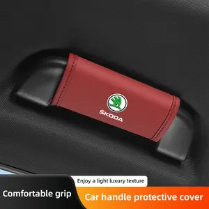 Car Roof Handle Protective Cover Pull Gloves Interior Accessories For Skoda Kylaq Elroq Kodiaq Octavia Enyaq Kamiq Scala Rapid Superb Karoq Fabia Citigo Vision RS Yeti