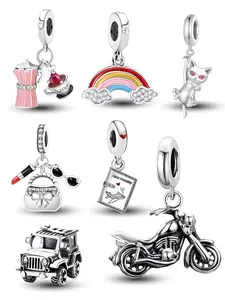 Cartoon Coffee & Travel Themed Charms, Fashionable Jewelry Accessories for Women & Girls, DIY Jewelry Making Supplies for Bracelet & Necklace