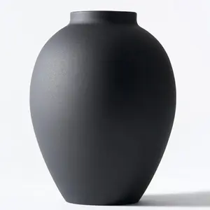 Black Matte Vase for Home Decor Tall Ella Flower Vase for Centerpieces Table Mantel Decorations Large Round Iron Vase 9 Inch Black Vases for Flowers Pampas Grass