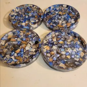 Resin crushed shells coasters set of 4.