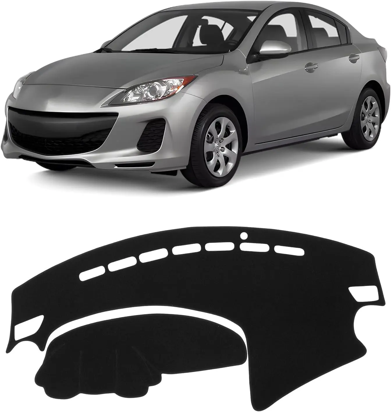 KUST Car Dash Cover for 2010 2011 2012 2013 Mazda3 Left Hand Driving Non-Slip Polyester Center Console Dash Cover Interior Accessories for Mazda3 Custom Fit Dash Mat Car Dash Protector No Glare Black