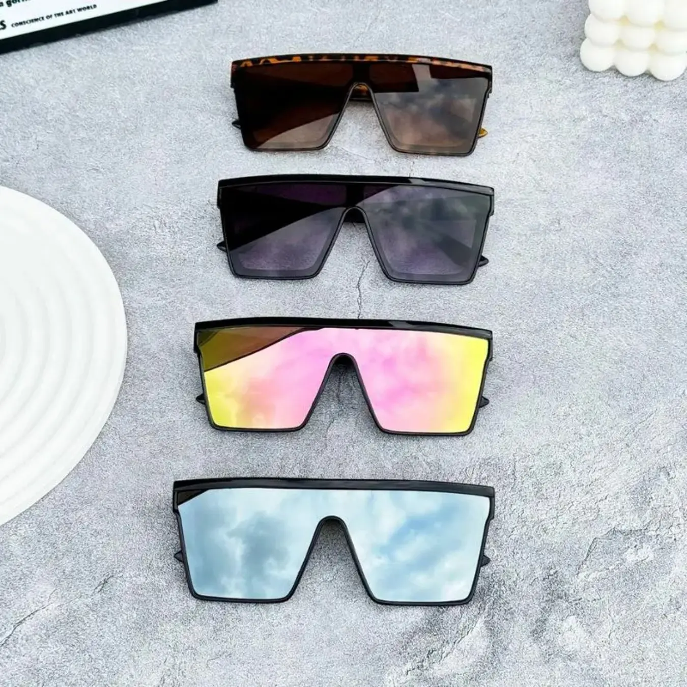 4-Piece Oversized Sunglasses Set, Fashionable Punk Style for Men with Anti-Glare Polarized Lenses for Driving & Festivals, Fashionable Sunglasses