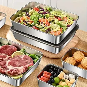 3pcs Stainless Steel Food Storage Containers with Lids |   Reusable Meal Prep Lunch Box |   Stackable Refrigerator & Kitchen Organizer |   Durable Leakproof Bento Tray Set