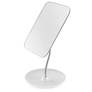[New Deal] Table Vanity Mirror with Stand - Makeup Mirror for Desk - Adjustable Flexible Gooseneck, 360°Rotation Folding Portable Bathroom Shaving Cosmetic Mirror Square