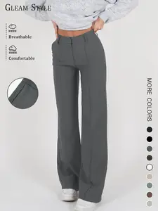 Women's Casual Slim-Fit Basic Fashion Suit Pants, Spring & Fall Mid-Waist Straight-Leg Trousers, European Style Clothing