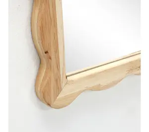 LuxenHome Arch Rubberwood Scalloped 34"H x 23.6"W Wall Mirror