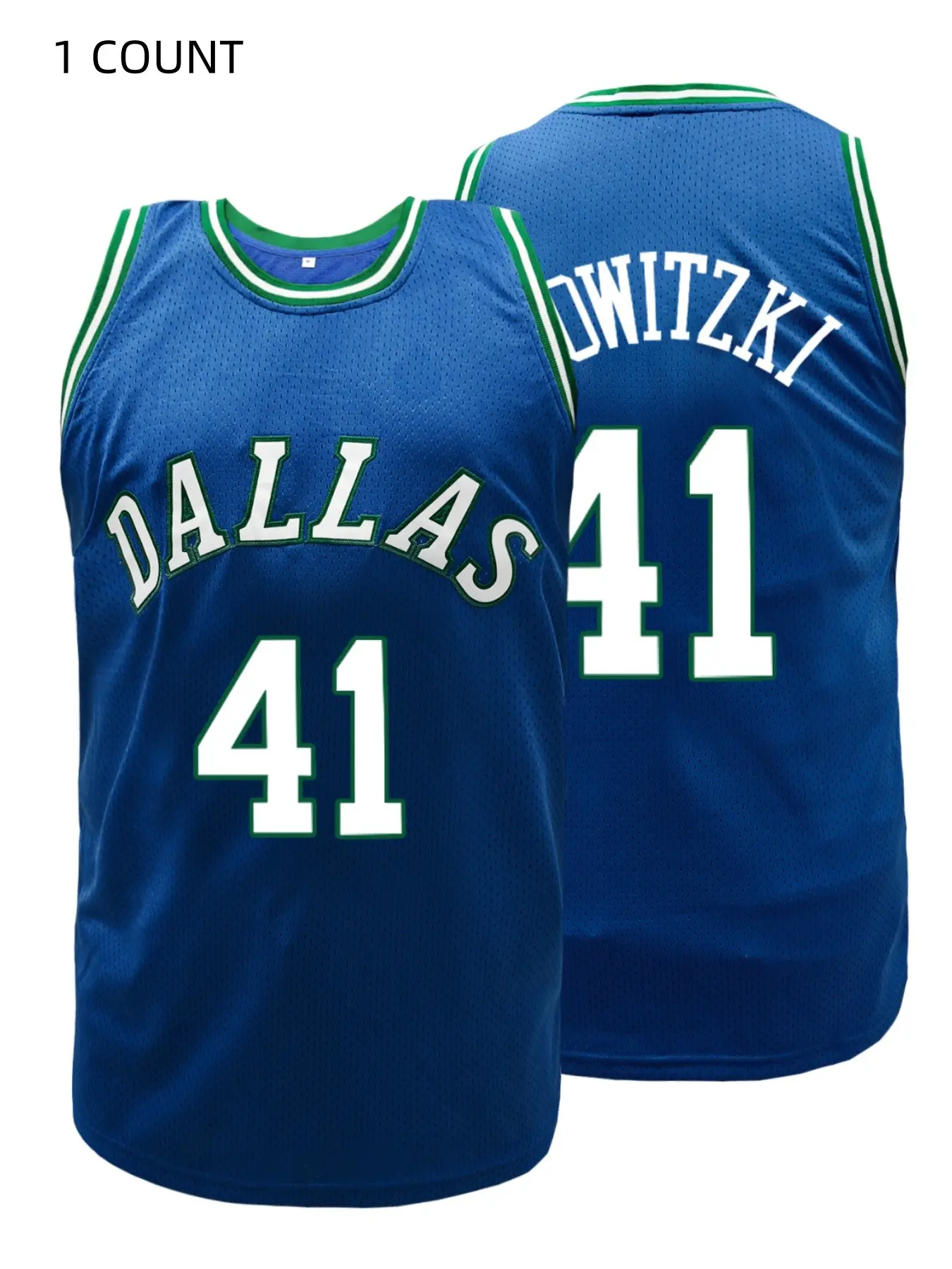 #41 Dallas Embroidered Basketball Jersey | Men's Stitched Retro Fan Jersey | Breathable Mesh Sleeveless Sports Shirt Athletic Tops Sportswear Top Embroidery Sportswear for Basketball Fans
