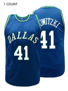 #41 Dallas Embroidered Basketball Jersey | Men's Stitched Retro Fan Jersey | Breathable Mesh Sleeveless Sports Shirt for Basketball Fans