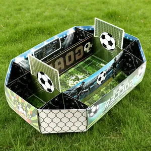 【3-Piece Set】Disposable 9-Section Soccer Field Snack Stadium Tray Kit - Global Soccer Tournament 2026, Watch Party & Game Day Party Food Serving Set | Soccer Party Supplies, Decorations & Favors