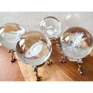 3D Laser Etched Glass Sphere with Metal Stand