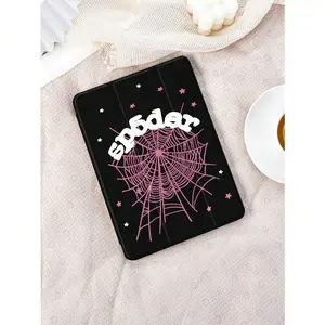 Spider Web Stars iPad Case, Three-Fold Stand Transparent Anti-Drop Back Cover with Pen Slot, Fits iPad 10/9/8 Generation