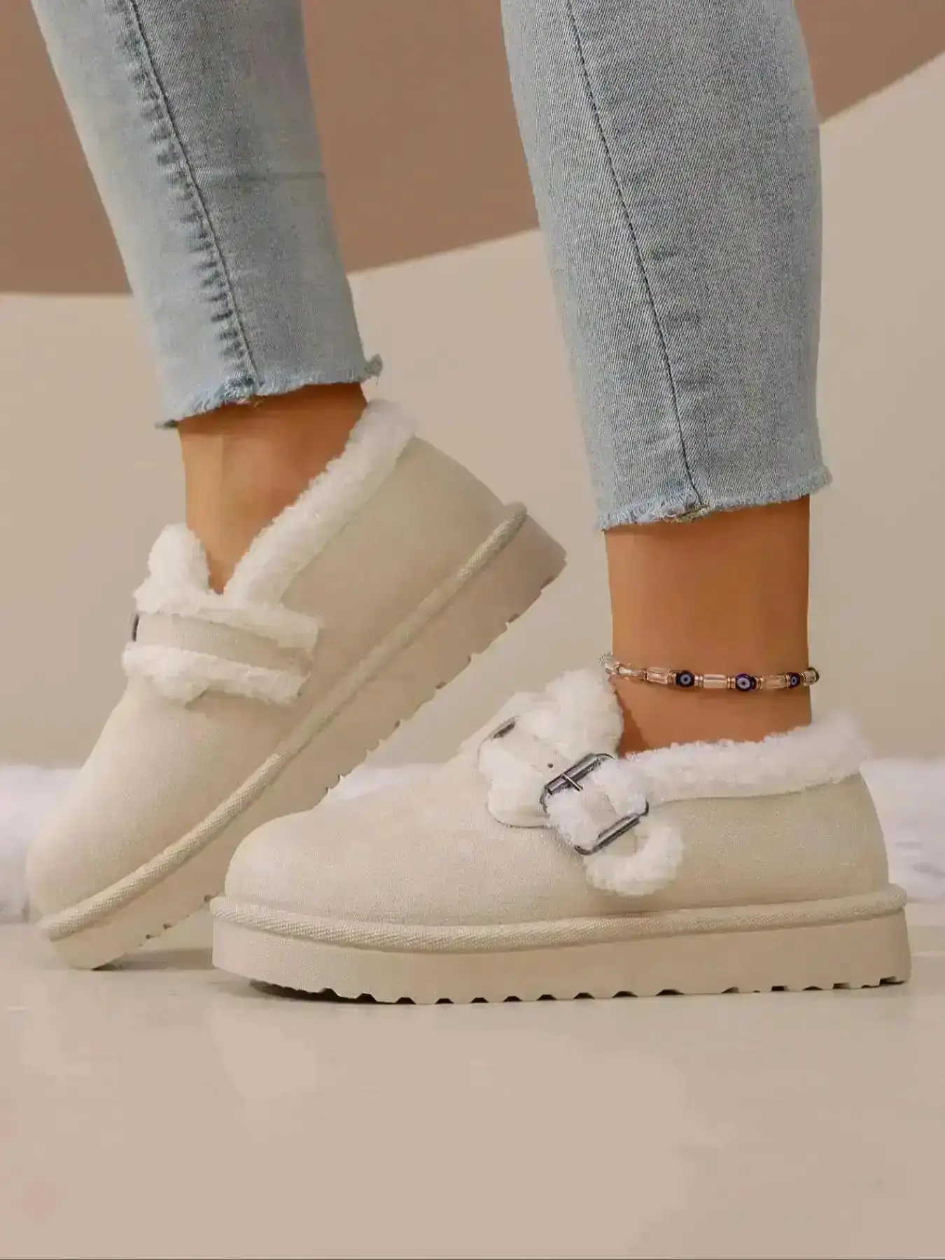 2026 Women's Winter Daily Snow Boots Shoes Faux Fur Lined Ankle Booties with Metal Buckle Decoration durable water resistant cozy all terrain hiking style backcountry traction Modern Comfort Trendy Must Have Pair"