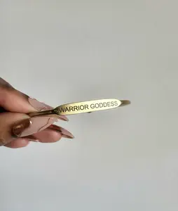 Warrior Goddess Affirmation Bangle, Brass Jewelry, Affirmation Jewelry Gifts for Her  Flexible Opening