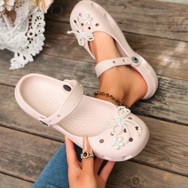 Women's Slip-on Shoes, Minimalist Casual Clog Mules, Lightweight Fashion Easy to Wear Design, Elegant Bow Style EVA Clogs, All-Season Comfort Shoes, Breathable Lightweight Clogs