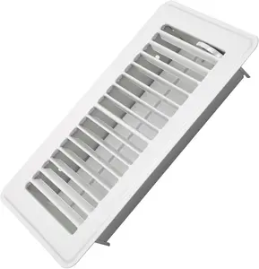 4" x 8" Floor Register - Heavy Duty Steel Walkable Floor Vents - Easy Adjust Air Supply Lever - Vent Covers for Home (White)