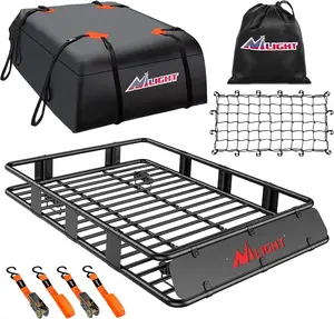 Nilight 64" x 39" x 6" Universal Roof Rack Cargo Basket Heavy-Duty 250LBS Capacity Rooftop Carrier Luggage Holder & Soft Waterproof|Cargo Bag|Net|Ratchet Straps for SUV Truck Vehicle