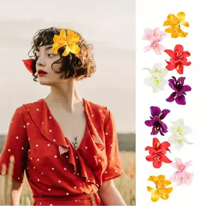 Pack of 10 Bohemian Flower Hairpin, Artificial Tropical Flower Hair Clip for Seaside Holiday, Bridal Hair Accessories,Hawaiian Flower Orchid Hairpin for Women, Christmas Gifts, Wedding Gifts